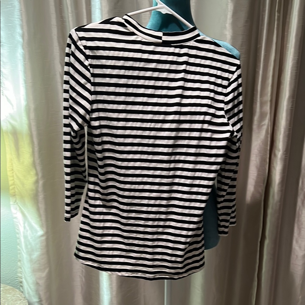 Vixen blk n white striped bad girl top sz L